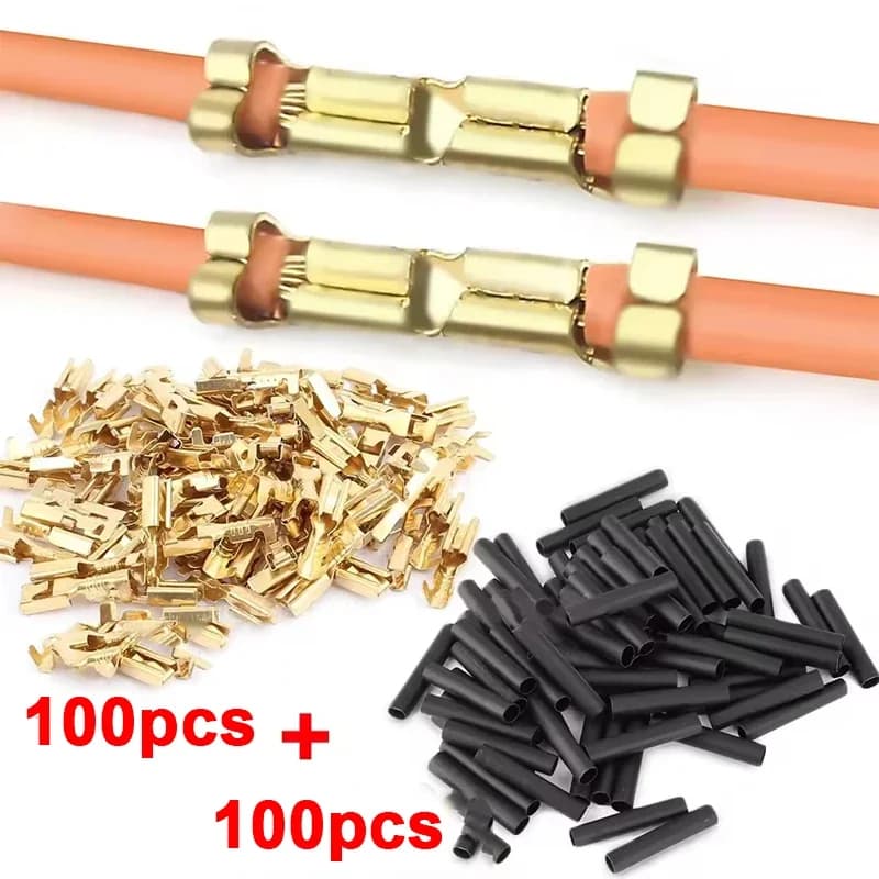 100 set of U-shaped electric cable connectors Set of crimp terminals for thermo-strength pipe kits for wiring cable blocks