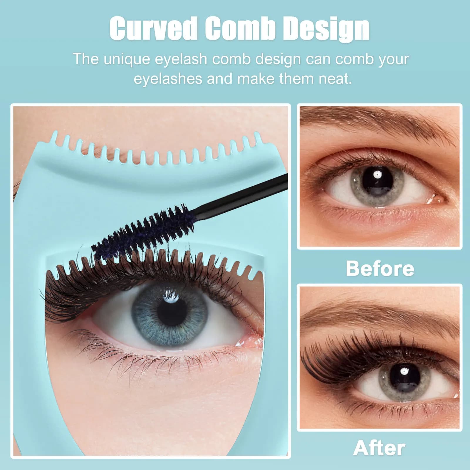 Set of 3 Eyelash combs, Protective Applicator for Mascara, Tool for Makeup Without Dumping, Design in Mermaid, Ideal for Beginners and Experts
