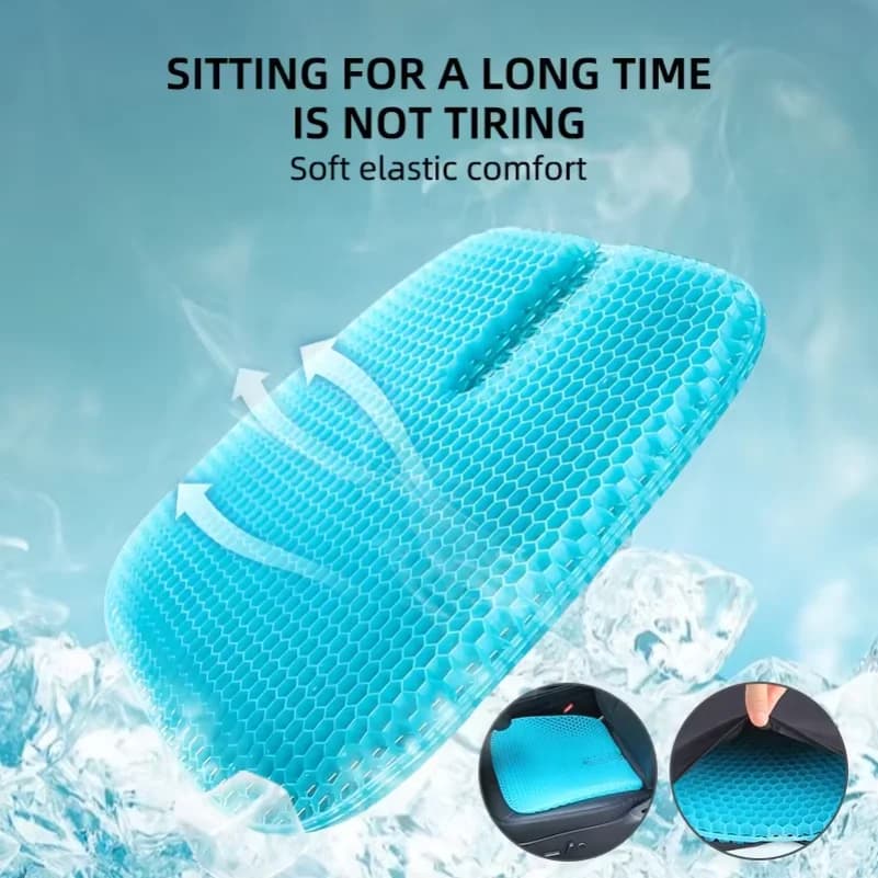 Cuscino in Gel TPE a Nido d'Ape, Cuscino Quadrato Doppio per Sedia da Ufficio Traspirante, Cuscino Rinfrescante per Auto