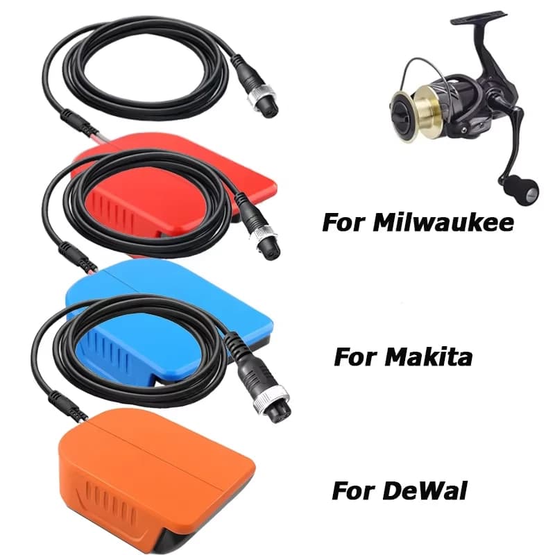 NEW Portable Fishing Reel Adapter for Dewaltt Makita Milwaukee 20V Battery Work for Daiwa/Shimano 800MJ Power Cable Reel Adapter