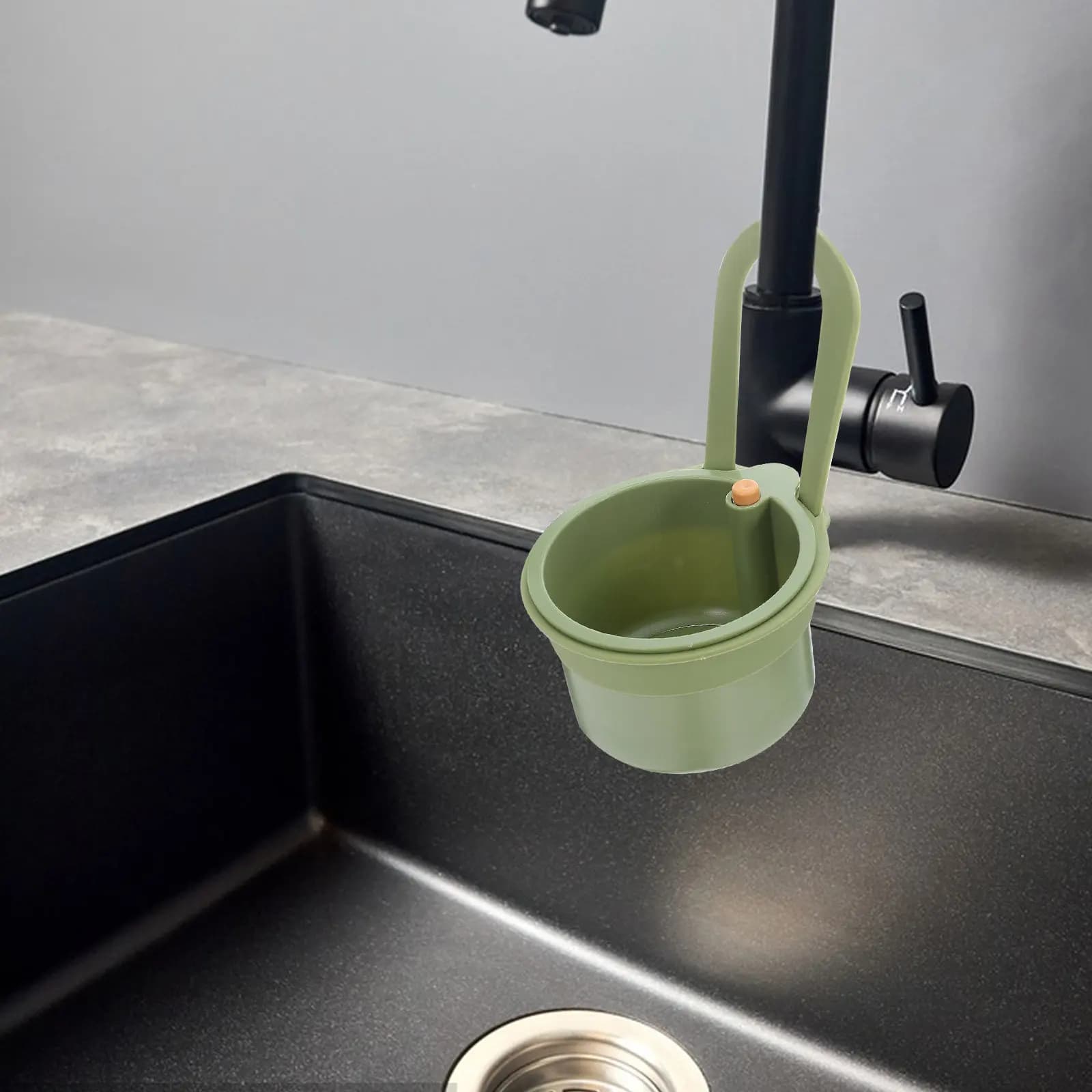 Adjustable Hanging Sink Basket Kitchen Organizer Storage Rack Soap Sponge Holder Drain Rack Food Waste Filter Green