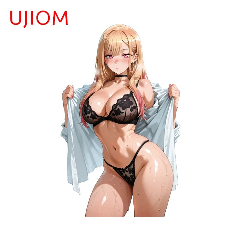 UJIOM Anime Bikini Kitagawa Marin Adesivi murali Accattivante dolce Waifu Sala giochi Decalcomania per finestra Protezione solare Murales antigraffio