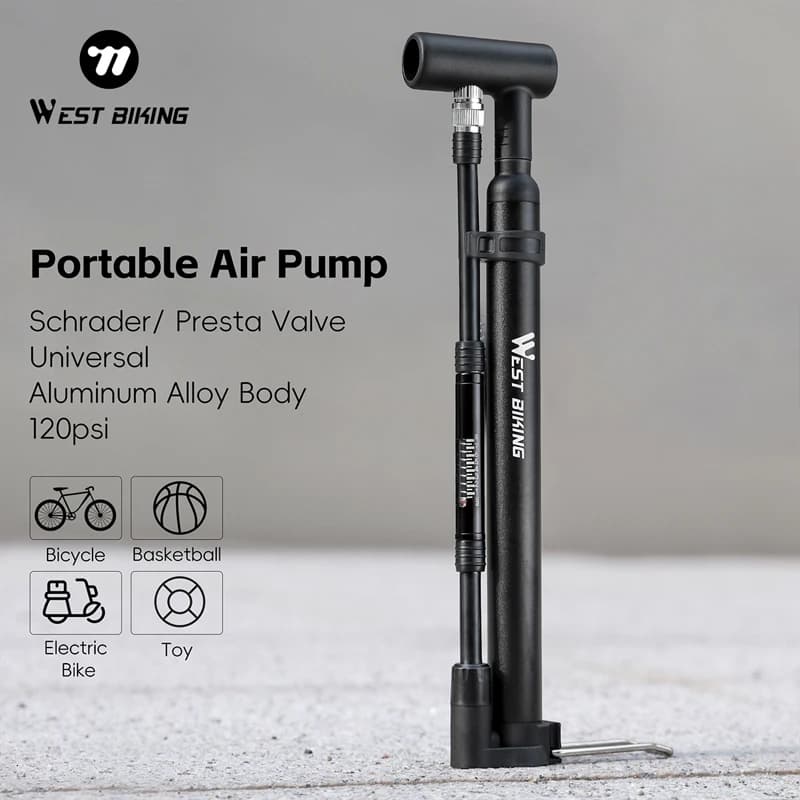 WEST BIKING Pompa da bicicletta Mini portatile Gonfiatore d'aria per pneumatici a mano Pompa d'aria per bici da strada Valvola AV FV Pompa ad alta pressione Accessori bici