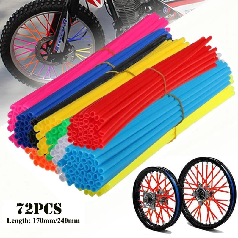Hot 72 Pz Ruota Del Motociclo Raggi Protezione Avvolge Cerchioni Pelle Trim Coperture Tubo Per Motocross Bicicletta Bici Accessori Freschi 17/24 cm