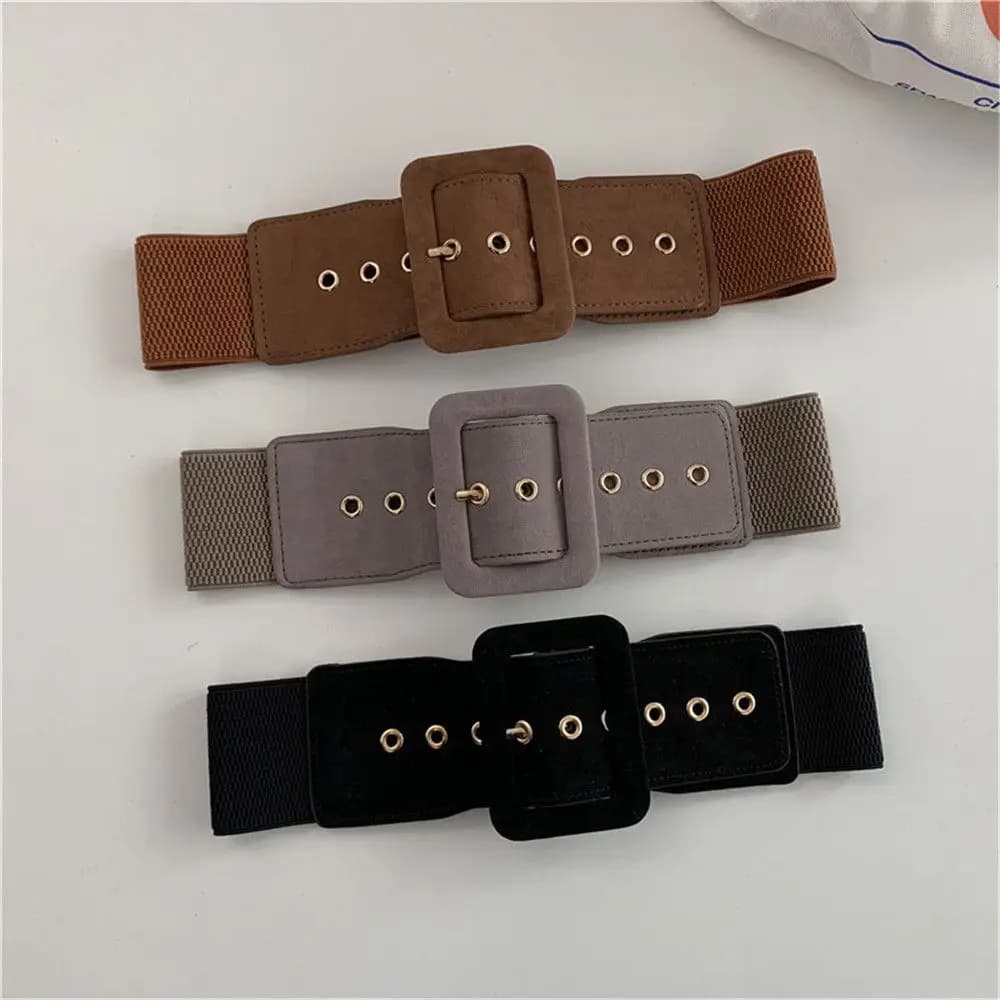Cintura da donna Cinture larghe elasticizzate Fibbia in metallo Cinturino in pelle Accessori per abbigliamento femminile Abito in vita Abbigliamento e accessori
