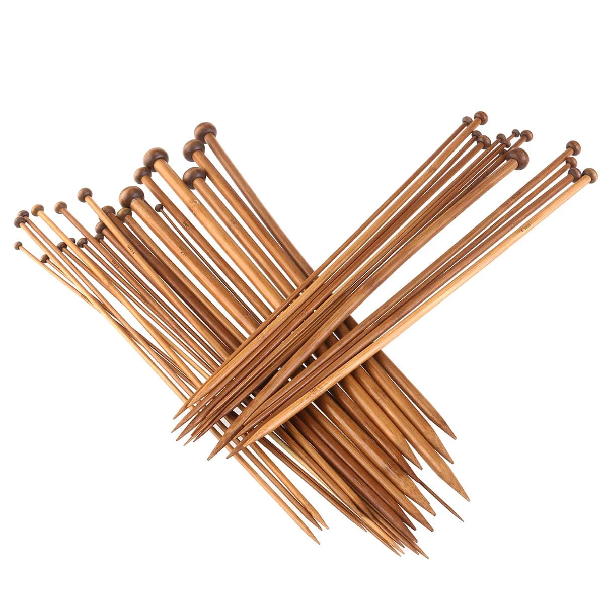 18Pairs Bamboo Knitting Needles 35cm Smooth Single Pointed Metric Sizes Marked Wool Yarn Crochet Handicraft