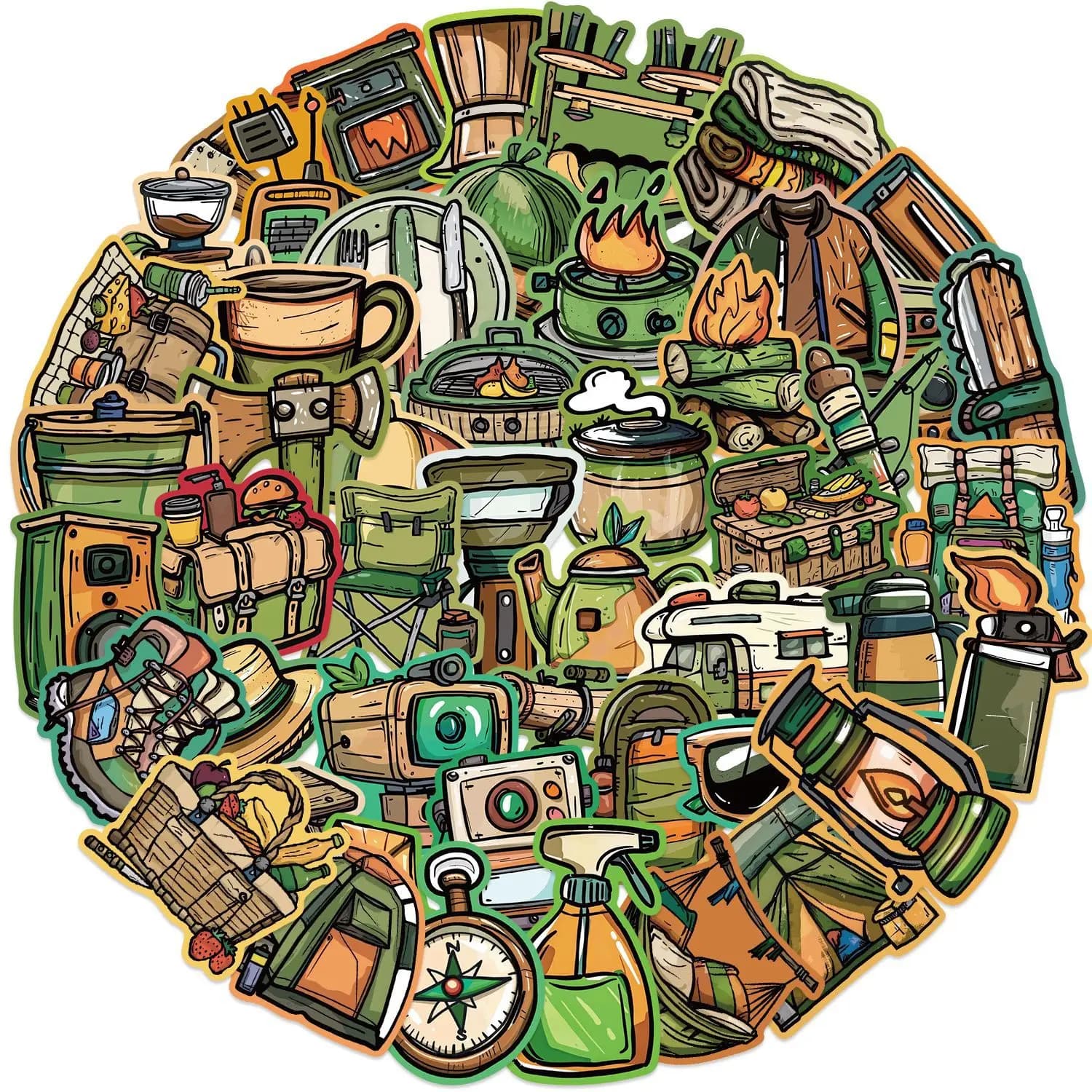 50Pcs Outdoor Camping escursionismo Adventure Stickers, Wilderness Nature Travel Camper Stickers per bottiglia d'acqua Laptop bagaglio Cup