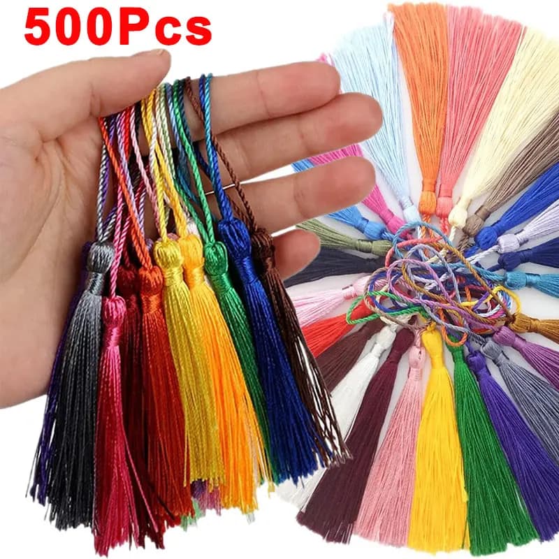 100-500 pezzi 13 cm nappe setose con anello per cavo nappa segnalibro morbida e lucida fatta a mano per la creazione di gioielli accessorio per cucito artigianale fai da te