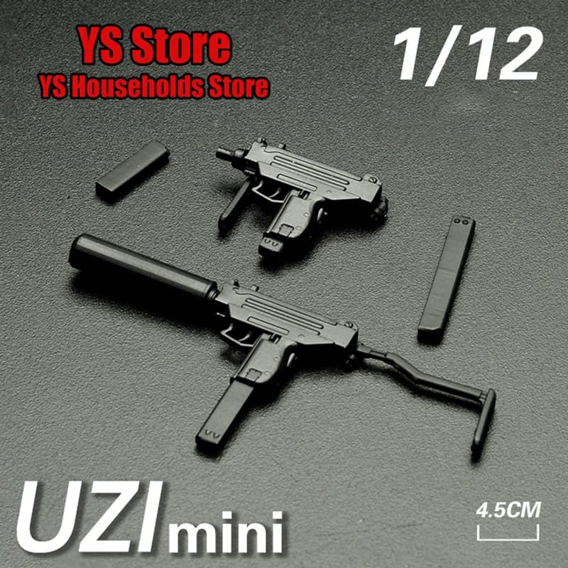 1PC 1/12 UZI MINi Soldato Arma Modello Statico Giocattoli Forze Speciali Uomo Soldato Miltario Strumenti Misura 6 "Action Figure Scena Accessorio