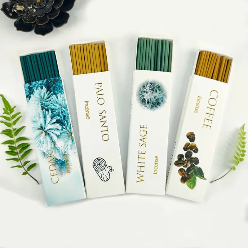 4 Set di Incensi in Elegante Confezione, Bastoncini di Incenso Lunghi 12cm Molto Popolari | Per la decorazione della casa, profumo a lunga durata