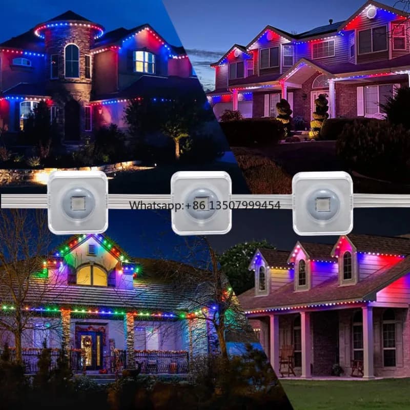 Strisce LED Intelligenti Controllabili via WiFi 15M RGB Cambio Colore IP66 Impermeabili in PVC per Decorazione Facciate Edifici 30 LED per Metro