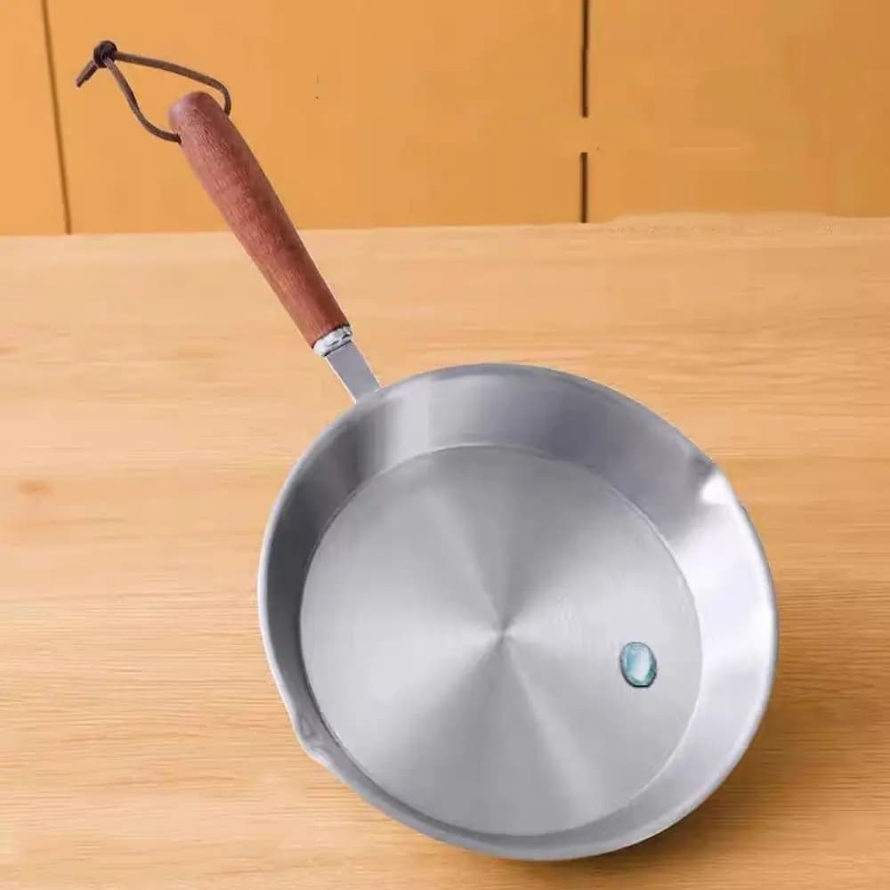 Professional Flat Bottom 304 Stainless Steel Frying Pan Wooden Handle Nonstick Omelette Pan Oven Safe Small Cooking Pan Chef