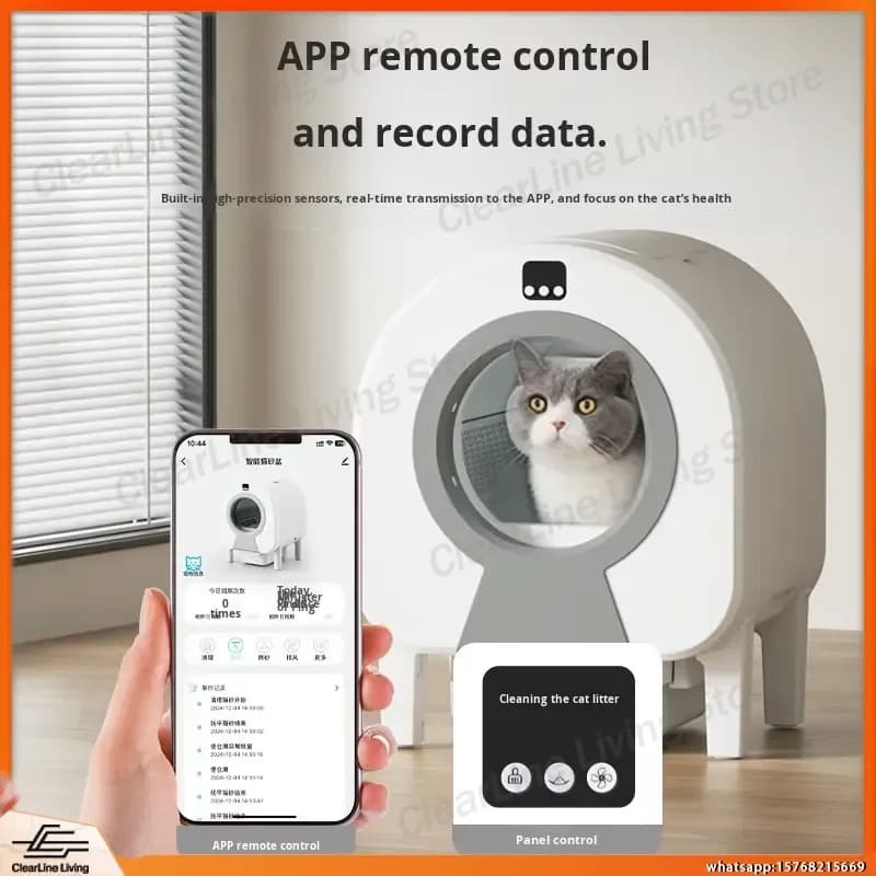 Lettiera Automatica Intelligente WF Smart Square per Gatti con Pala Autopulente, Deodorante ad Aria Fresca, in Plastica PP Ecologica, Grande 68L