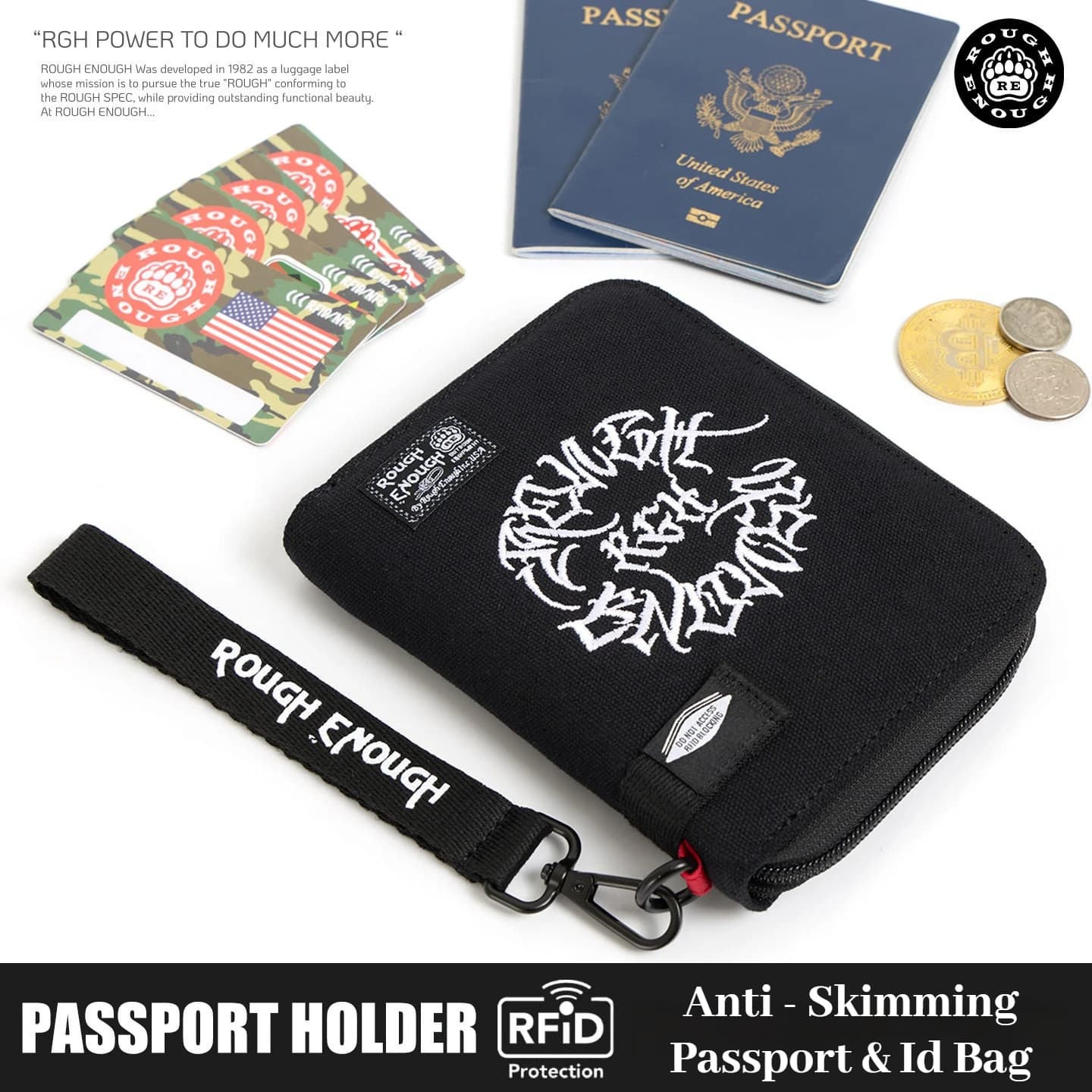 RGH Men Anti‑RFID Multi‑Passport Holder, All‑in‑one Travel Wallet for Tickets ID Card Document Storage