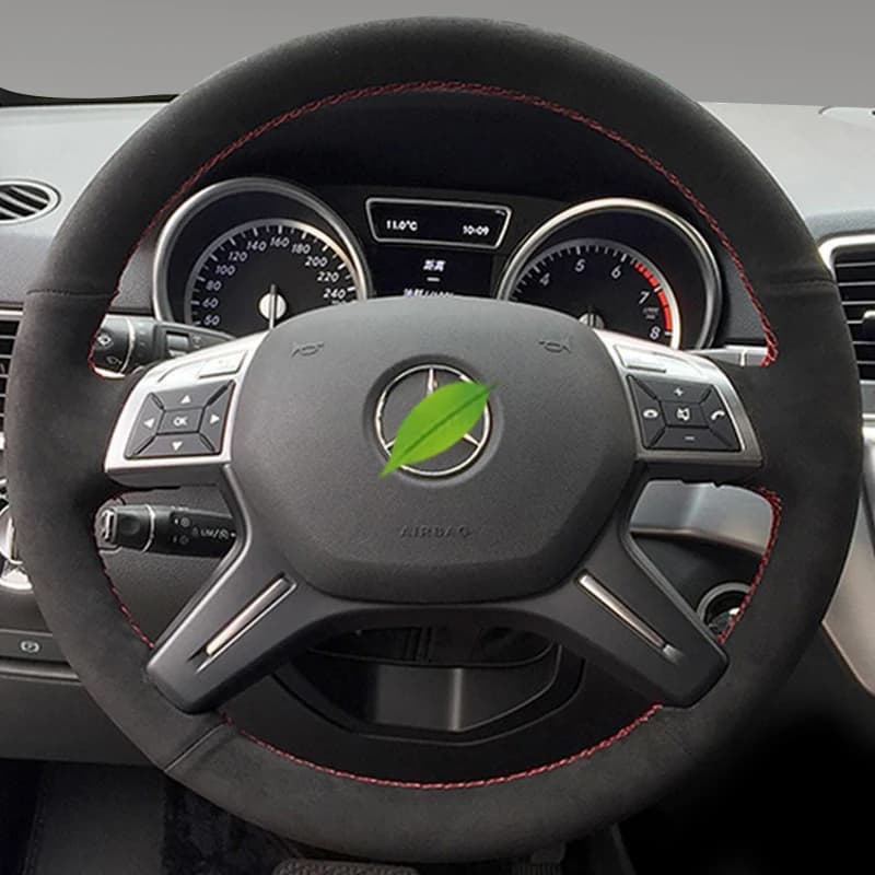 Per Mercedes Benz C GL M Classe W204 X166 W166 2011-2015 Coprivolante per auto in vera pelle scamosciata antiscivolo cucito a mano
