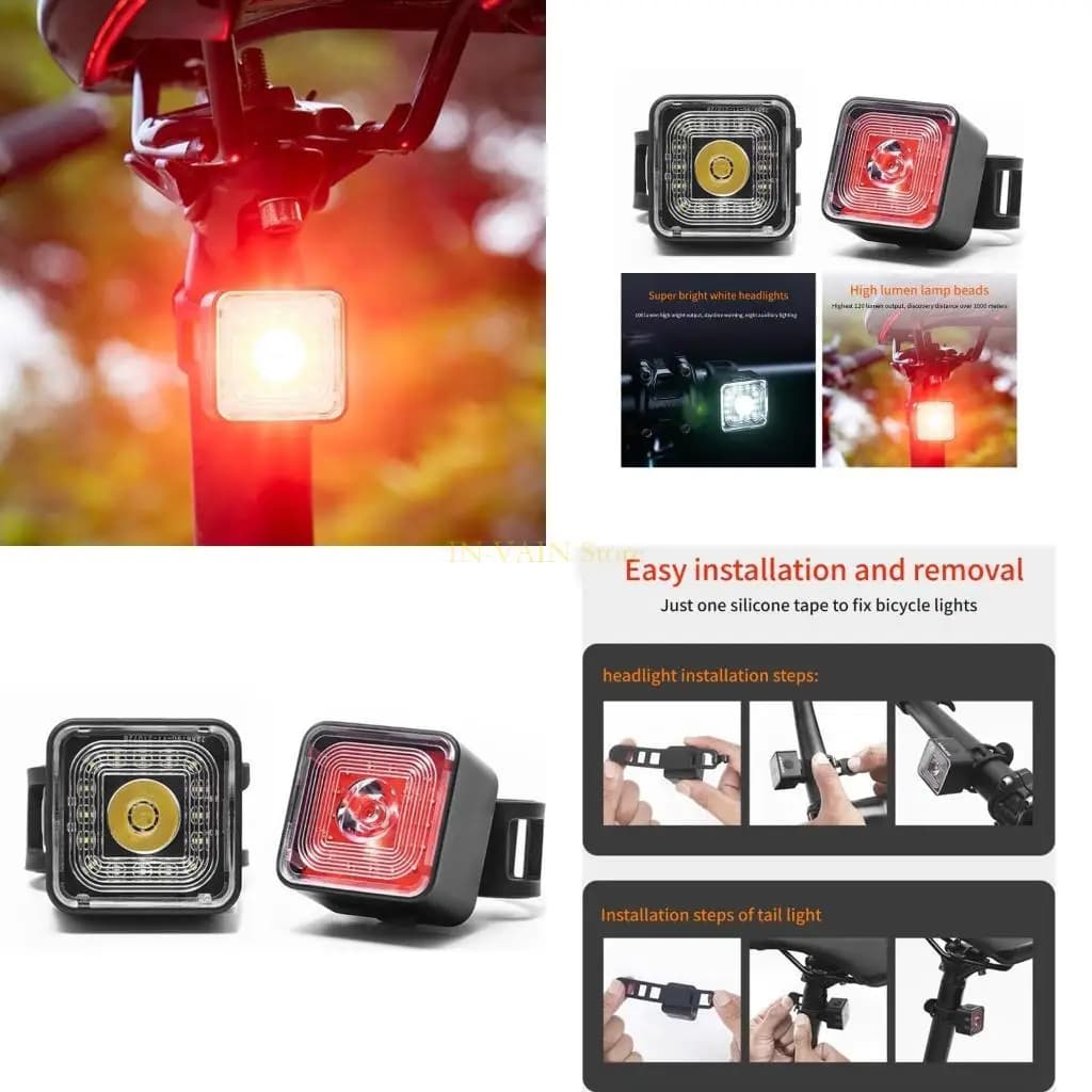 Rear lights set with smart M5TC brake detection, USB rechargeable bike lights, waterproof