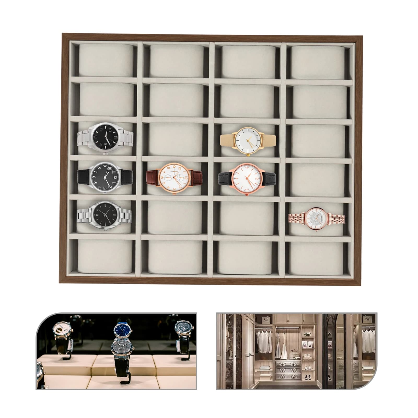 24 Slot 40*33*4.5 cm Watch Case Watch Box Clock Storage Box Home Display Bracket Multi-piece Case