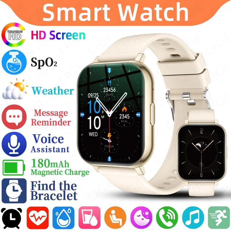 LIGE Nuovo Smartwatch con Chiamate BT, Monitoraggio della Salute Femminile, Impermeabile IP68, Notifiche Intelligenti, Assistente Vocale, Smartwatch per Uomo