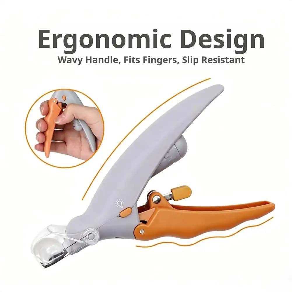Ergonomic LED Light Pet Nail Clipper with Magnification, Safe Nail Trimmer for Dogs and Cats, Anti-Slip Grooming Tool