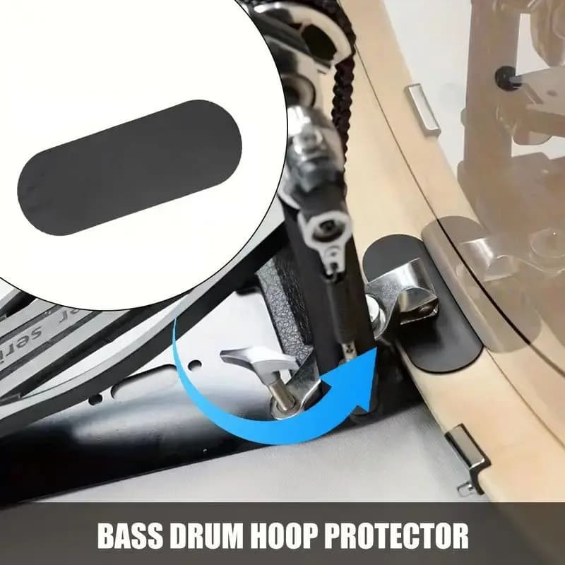 2 pezzi per confezione, tamburo jazz, set di batteria, protezione per cerchio del tamburo basso, adesivo in silicone, percussioni, accessori per strumenti musicali