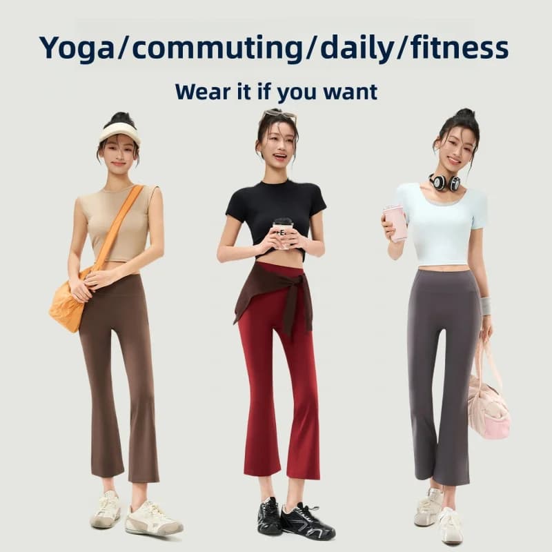 Flare Yoga Leggings Women 8/10 Length High Waist Tummy Control Bootcut Pants Plus Size Gym Fitness Trousers Casual Summer