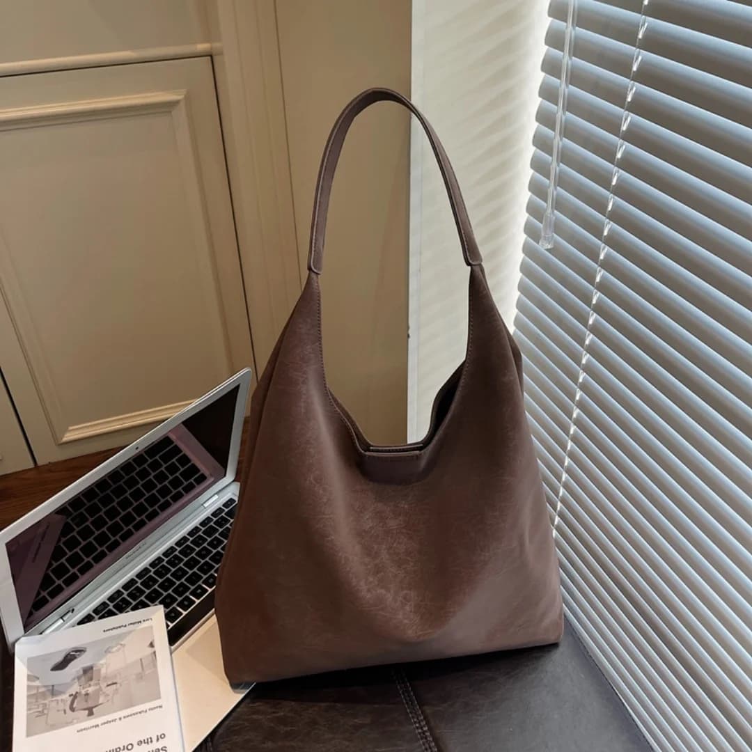 Women Vintage Matte PU Tote Bag Large Capacity Magnetic Snap Shoulder Bag Casual Commuter Underarm Handbag For Daily Work Travel
