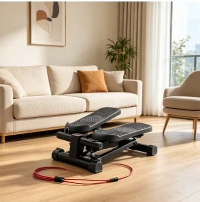 Mini Stepper Fitness from Home with LCD Counters and Resistance Bands, Full Body and Leg Training Equipment