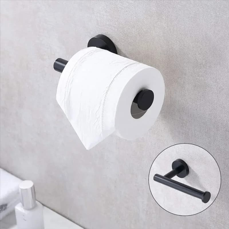 【Promozione】 Porta carta igienica per montaggio a parete Porta fazzoletti da bagno in acciaio inossidabile moderno nero