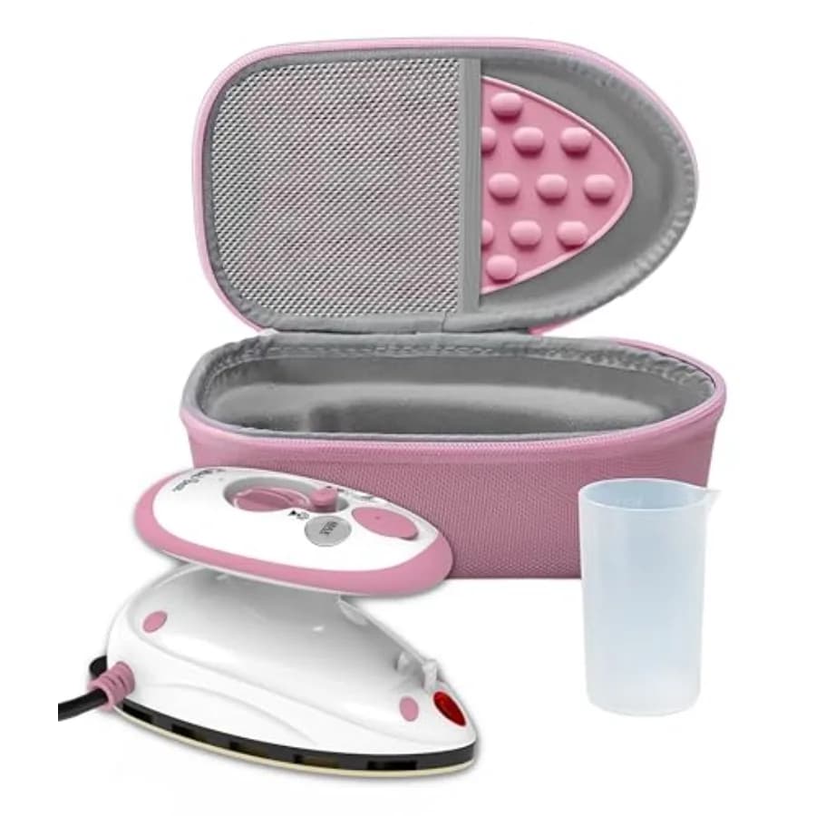Steam - Stiratore a vapore da viaggio leggero per un'imbottitura senza sforzo e vestiti senza pieghe, con custodia e set di accessori - Stiratore a vapore da viaggio per C