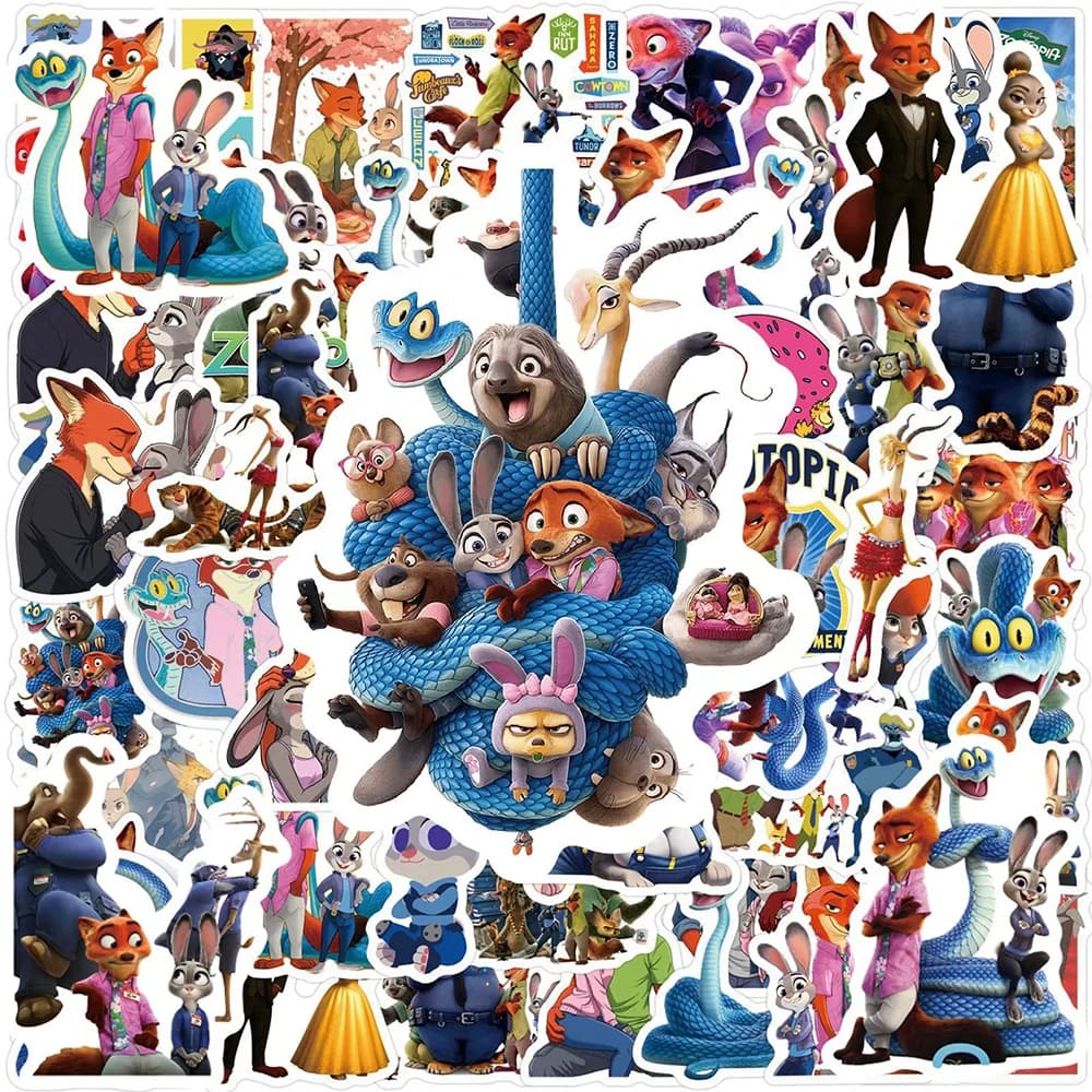 10/30/50/120 Pezzi Adesivi Zootopia 2, Simpatici Sticker Disney Anime, Decorazioni Fai-da-Te per Moto, Bagagli, Laptop, Divertenti Adesivi Impermeabili Graffiti