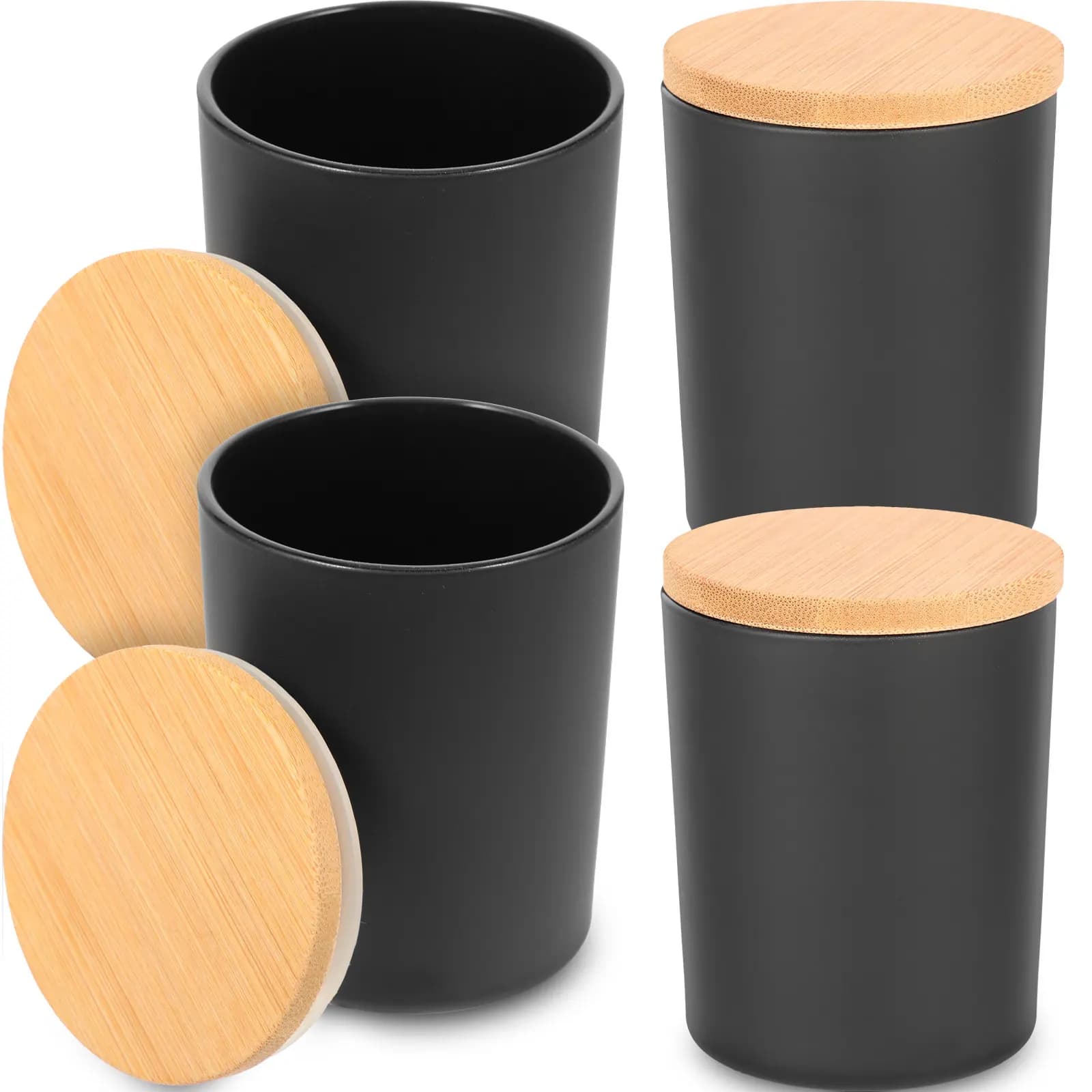 4 Set di Contenitori in Vetro Eleganti per Candele Fatte in Casa, Spezie da Cucina, Set Regalo per Aromaterapia