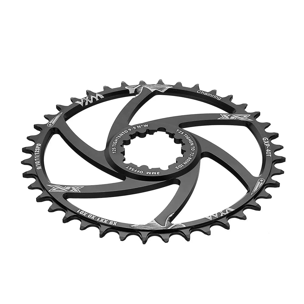 Corona per mountain bike con denti positivi e negativi, attacco diretto, 32T / 40T, disco singolo con offset 3mm
