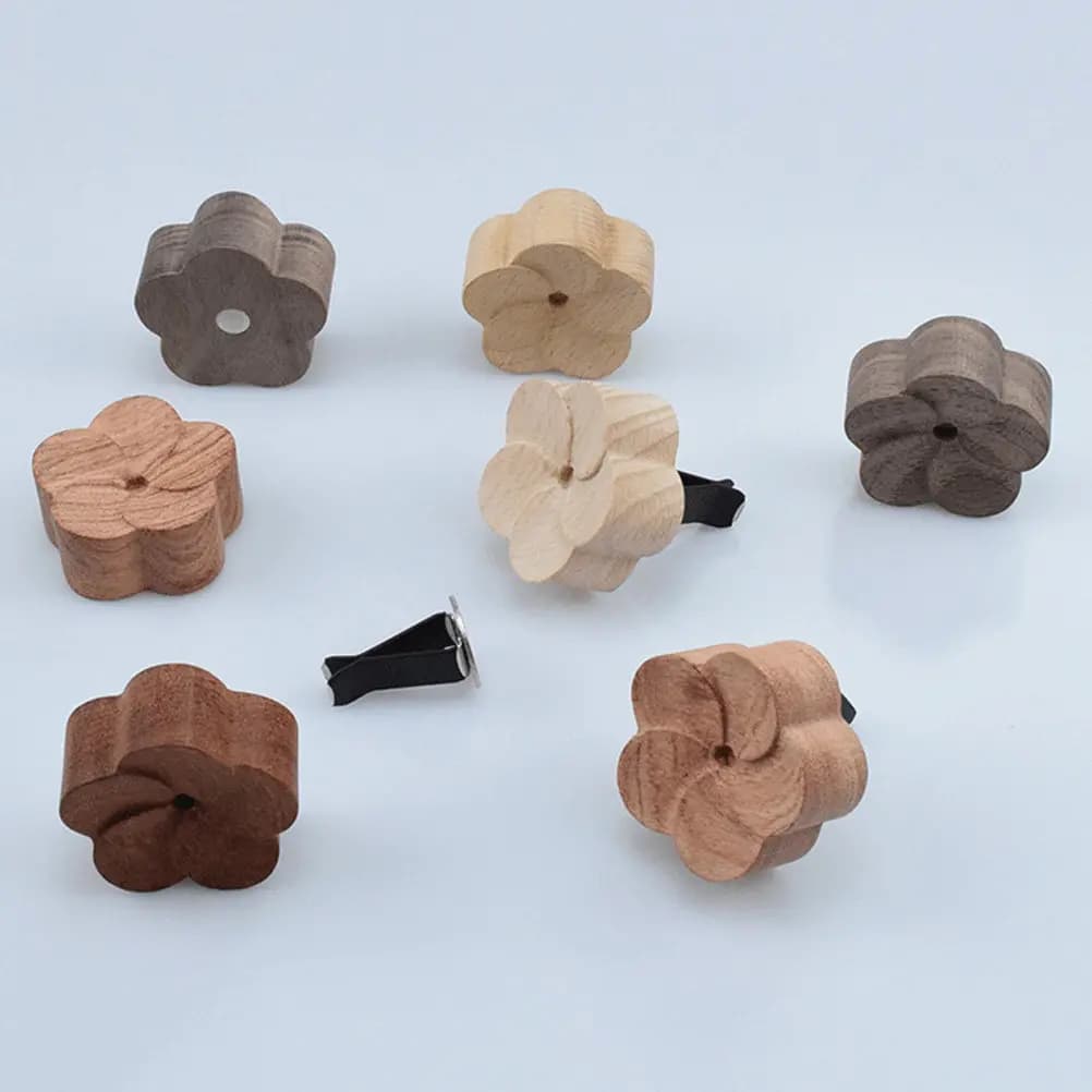 Set of 3 Essential Oil Diffusers in Natural Wood for Car, Home, Office, Bedroom, Yoga Room, Decoration and Gift