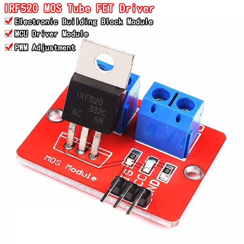 MOS IRF520 driver module with upper Mosfet button 05 + 1 0-24 V for Arduino MCU ARM Raspberry pi
