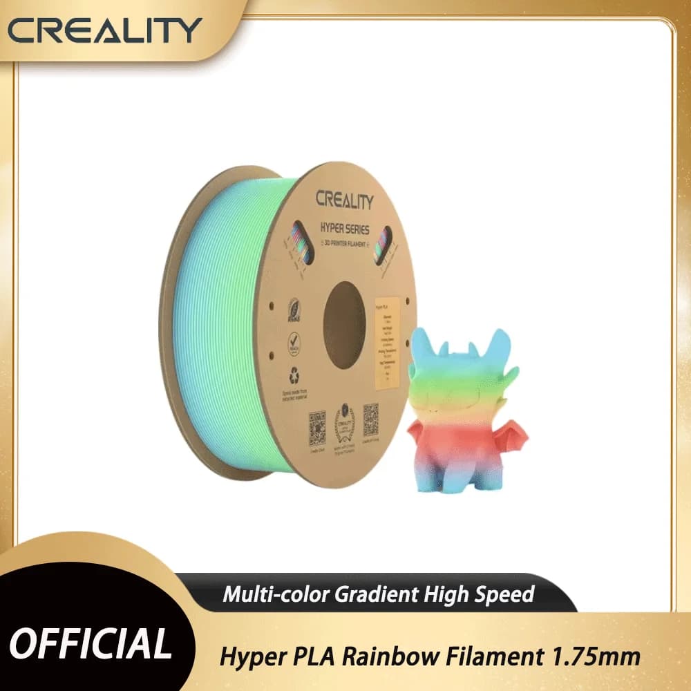 Creality Hyper PLA Rainbow Filament 1.75mm 1KG Multi-color Gradient High Speed Printing Materials for FDM Pritners