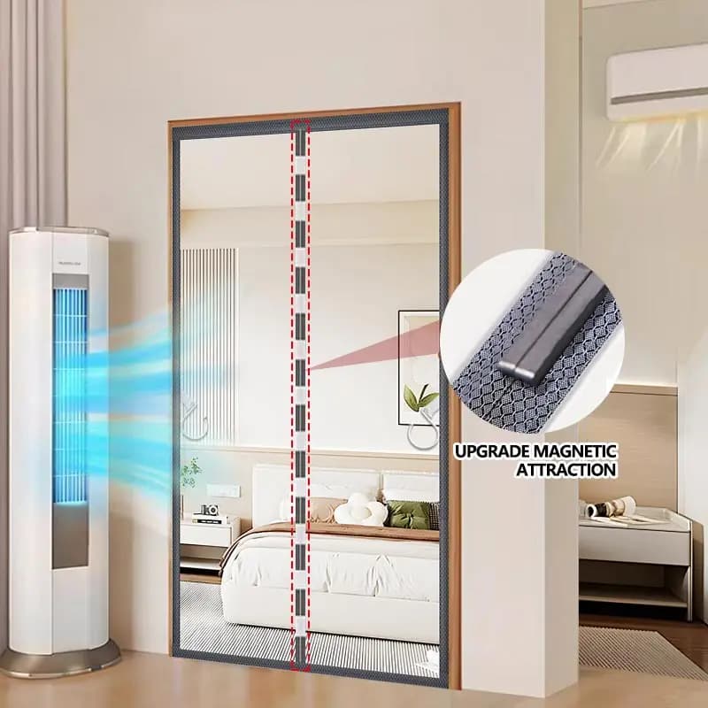 Tenda divisoria spessa antivento magnetica trasparente, tenda per aria condizionata a prova di fumi d'olio per uso domestico, nessuna perforazione richiesta