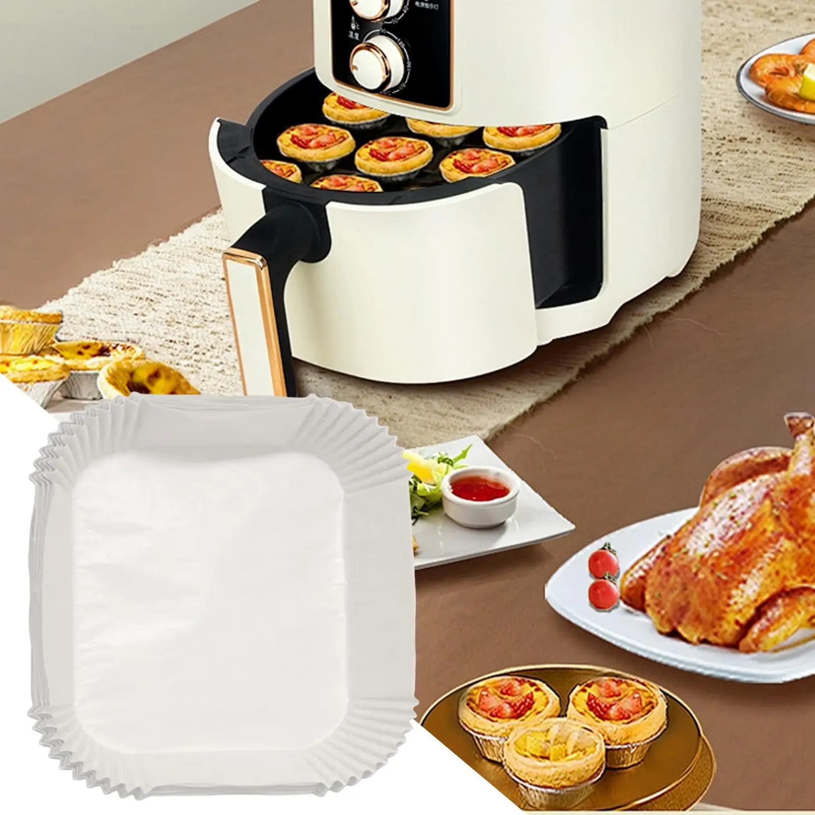 Round Air Fryer Paper 100 pcs Cooking Supplies Non-bleached Cooking Paper for Air Fryer for Home Bread Birthday Family Holiday