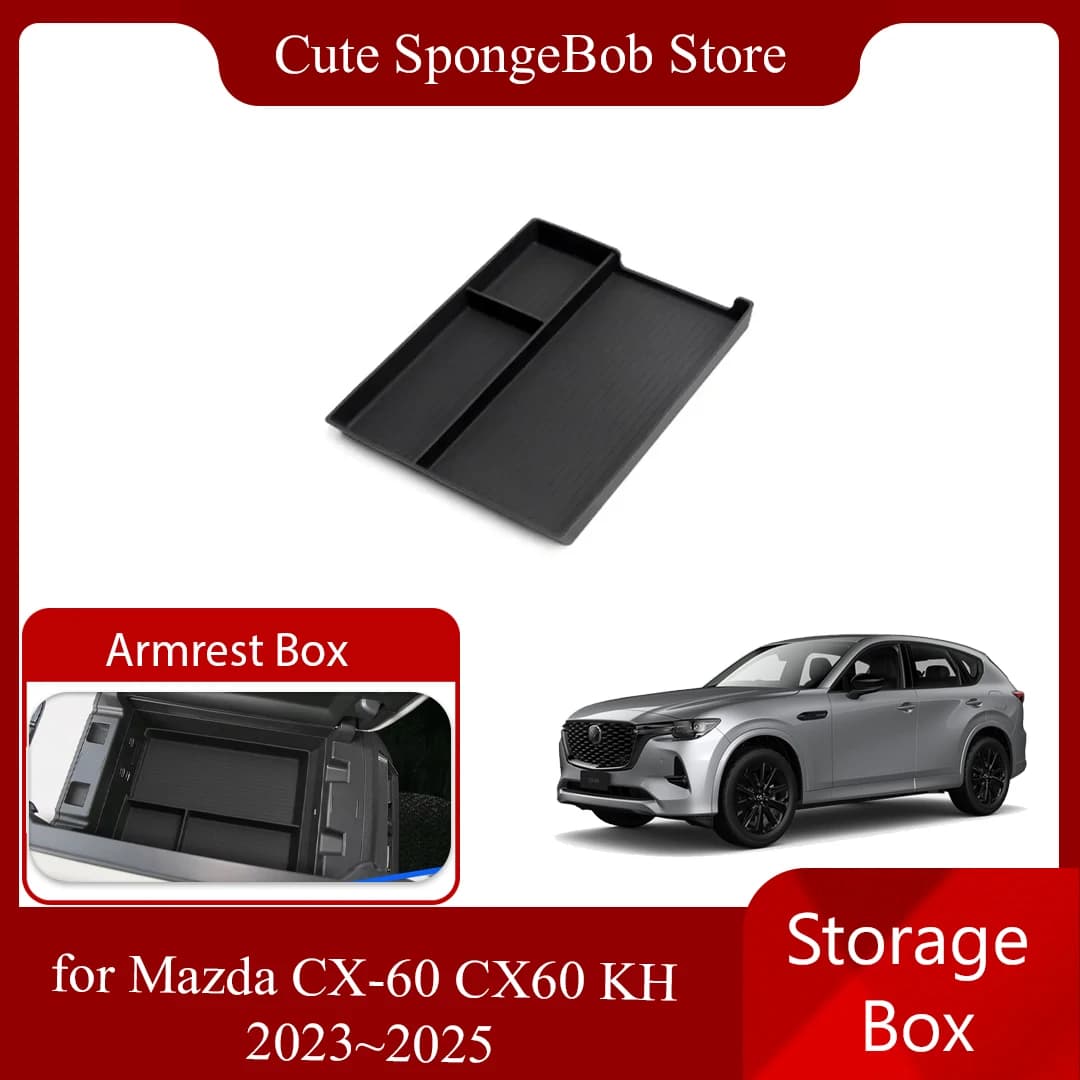 Scatola di immagazzinaggio per auto per Mazda CX-60 CX60 KH 2023 ~ 2025 2024 Bracciolo Portabicchieri Console centrale Articoli vari Organizer Vassoio Accessori