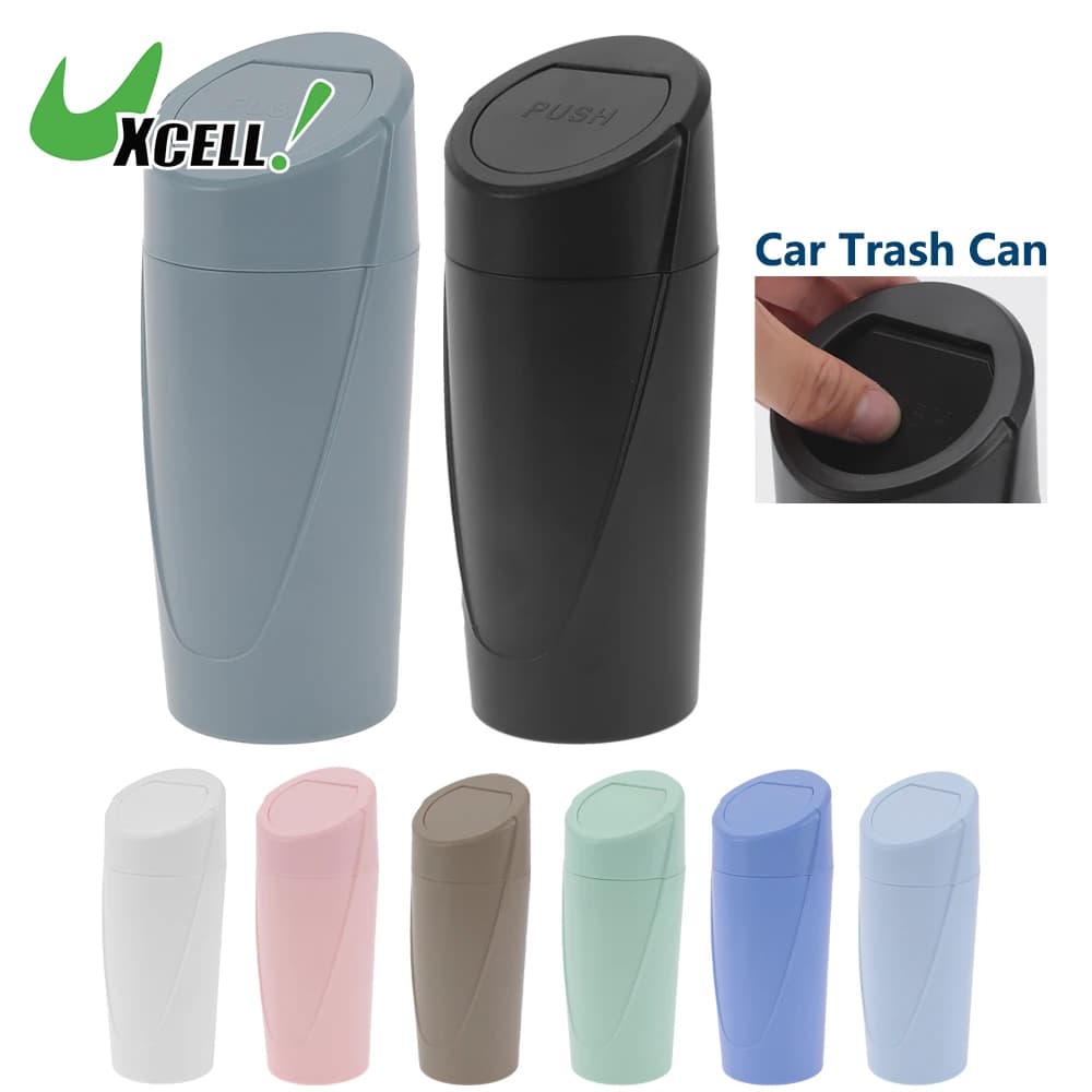 UXCELL Mini carro pattumiera portatile universale pattumiera bidone della spazzatura custodia con coperchio accessori interni 8x20 cm