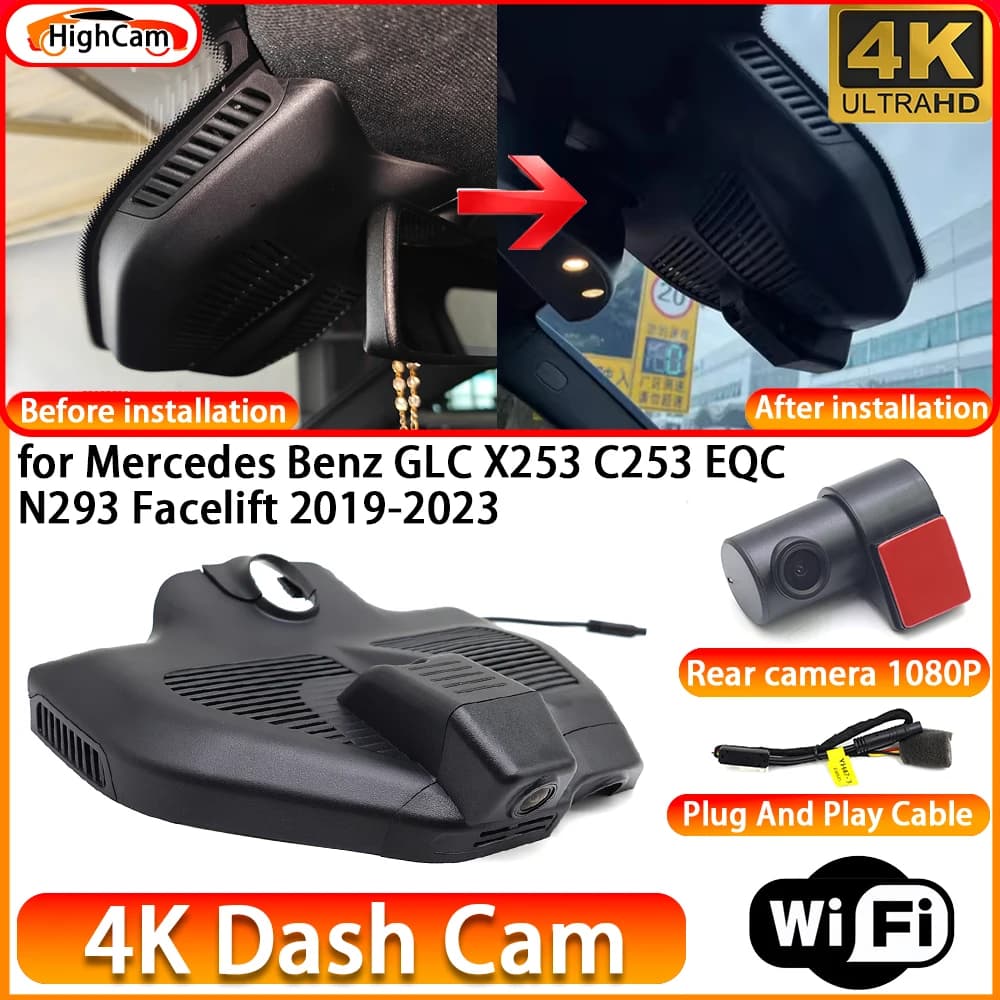 HighCam for Mercedes Benz GLC X253 C253 EQC N293 Facelift 2019-2023 OEM 4K DVR Dash Cam Front Rear Camera WiFi Video Recorder