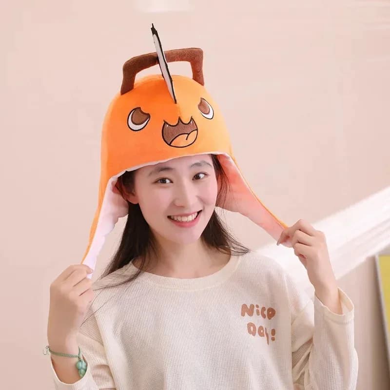 Anime Chainsaw Man Pochita Cosplay Plush Copricapo Berretto Man Woman Student Costume Fashion Hot Hat Photography Punches Birthday Giftb