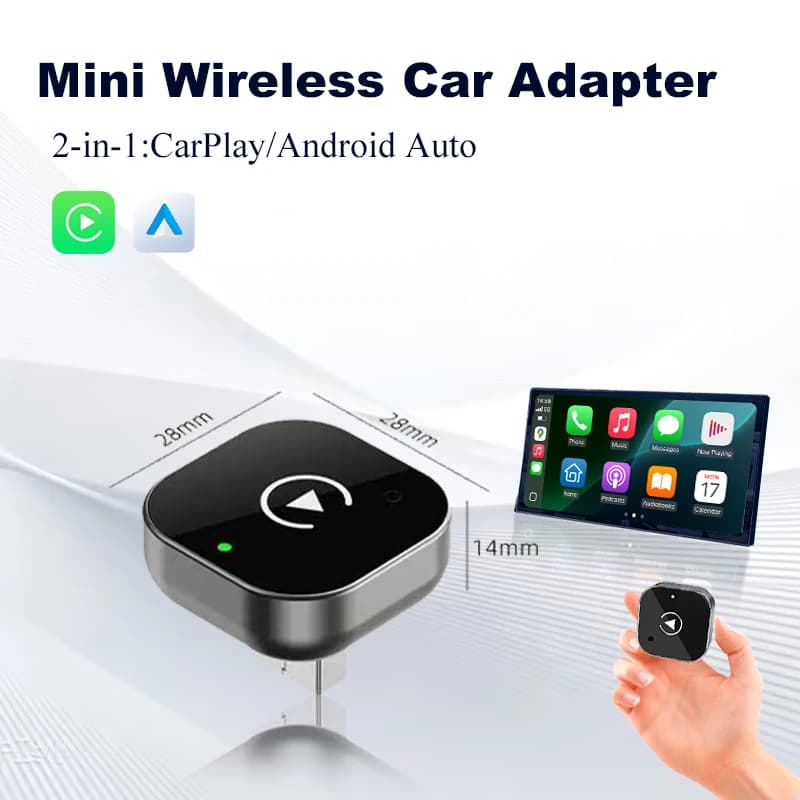 Dongle CarPlay Wireless 2in1 Adapter Android Auto Plug and Play AI Smart Box for Cars with Smart Car Systems Wired CarPlay