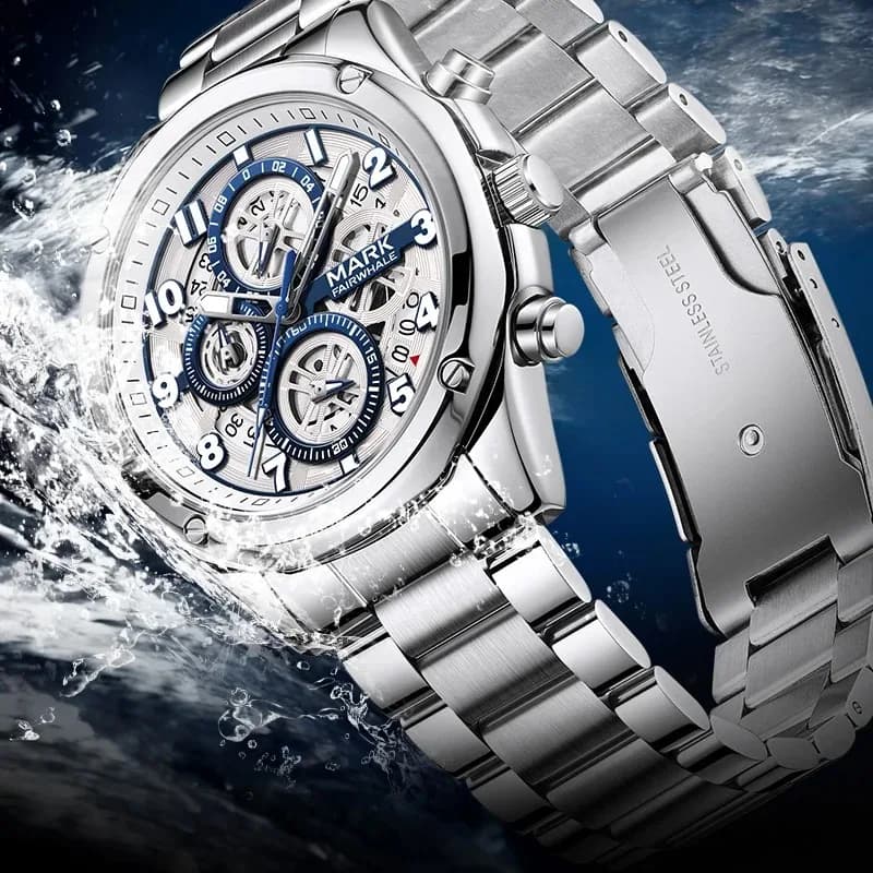Mark Fairwhale Orologi al quarzo da uomo di lusso, cronografo multifunzionale impermeabile con calendario per orologio da polso reloj hombre