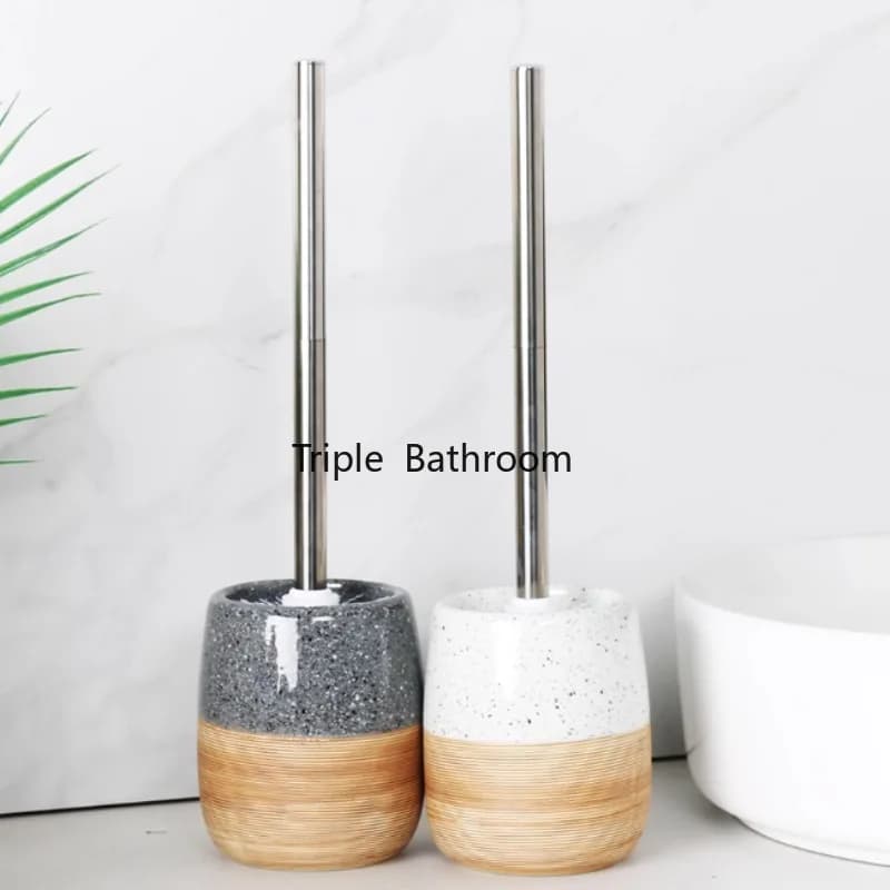 1 set di scopini per WC in ceramica Strumenti per la pulizia di WC/bagno Set di scopini per WC in ceramica con base per scopino da pavimento
