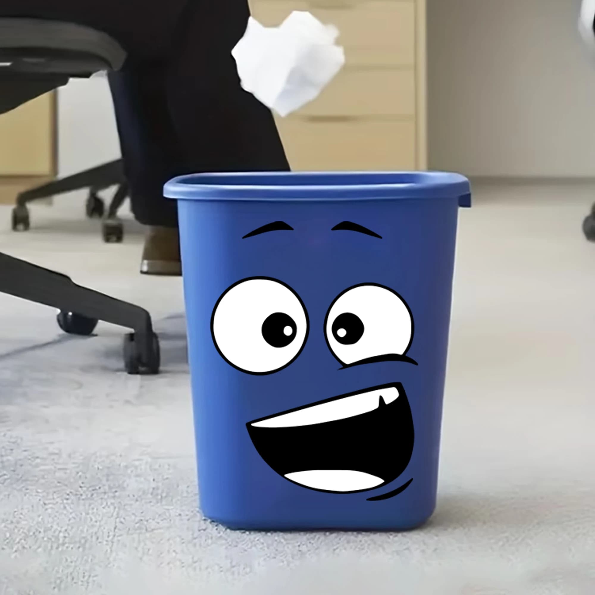 Adesivi impermeabili per bidoni della spazzatura con faccine di cartoni animati – Divertenti decalcomanie con emoji per bidoni della raccolta differenziata, decorazioni durevoli in vinile per bidoni dei rifiuti per casa e giardino