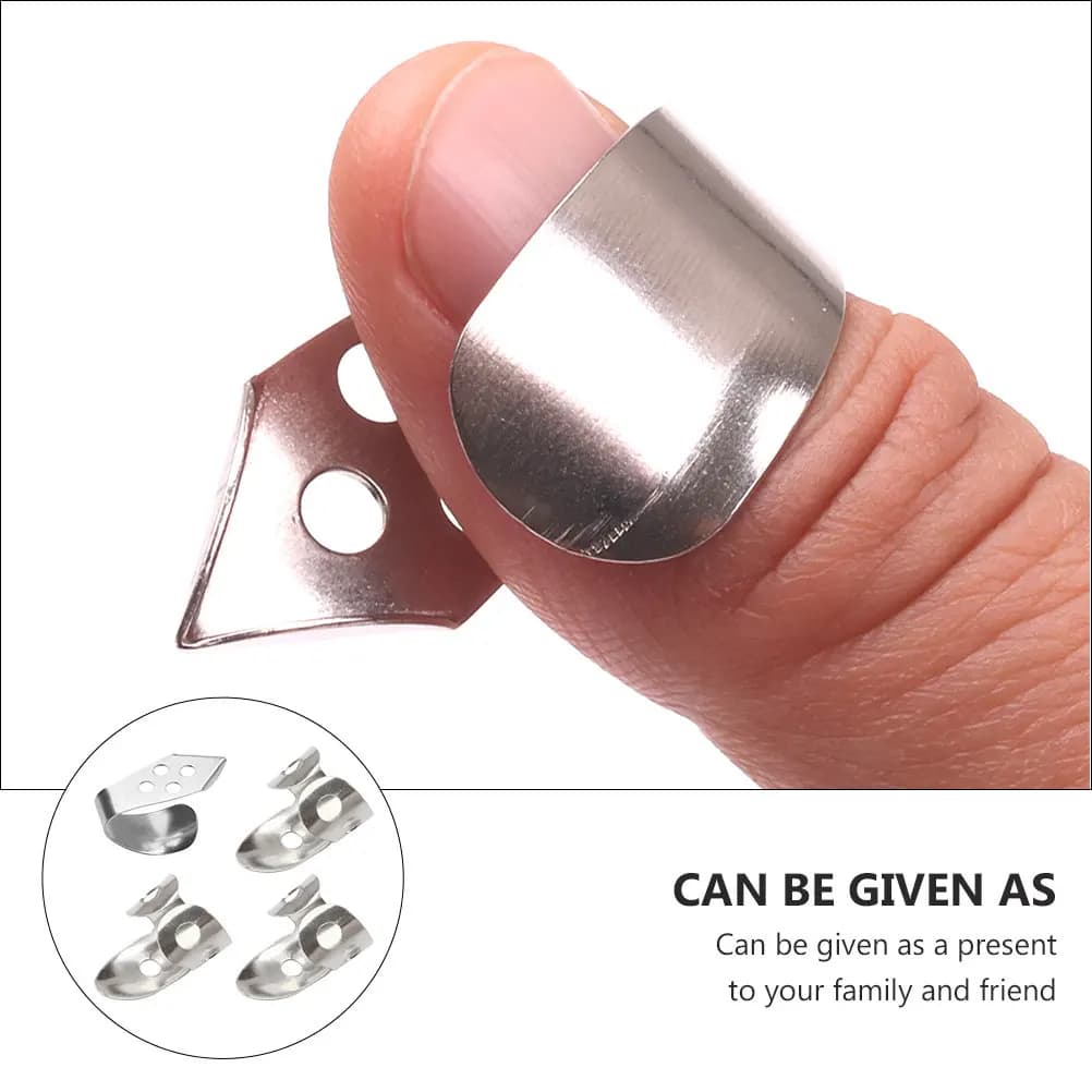 4Pcs Hollowed Guitar Finger Picks Adjustable Size for Acoustic Banjo Dobro Resonator Durable Metal Guitar Accessories