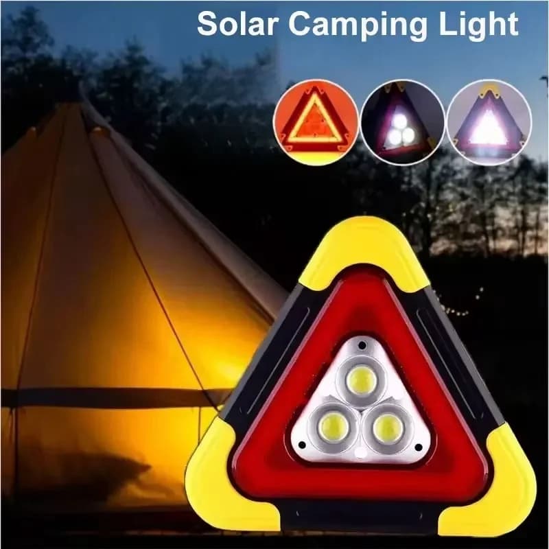 Lampada di emergenza triangolare di emergenza per auto solare 3 in 1 Lampada di allarme di guasto di emergenza di sicurezza Lampada solare portatile da campeggio
