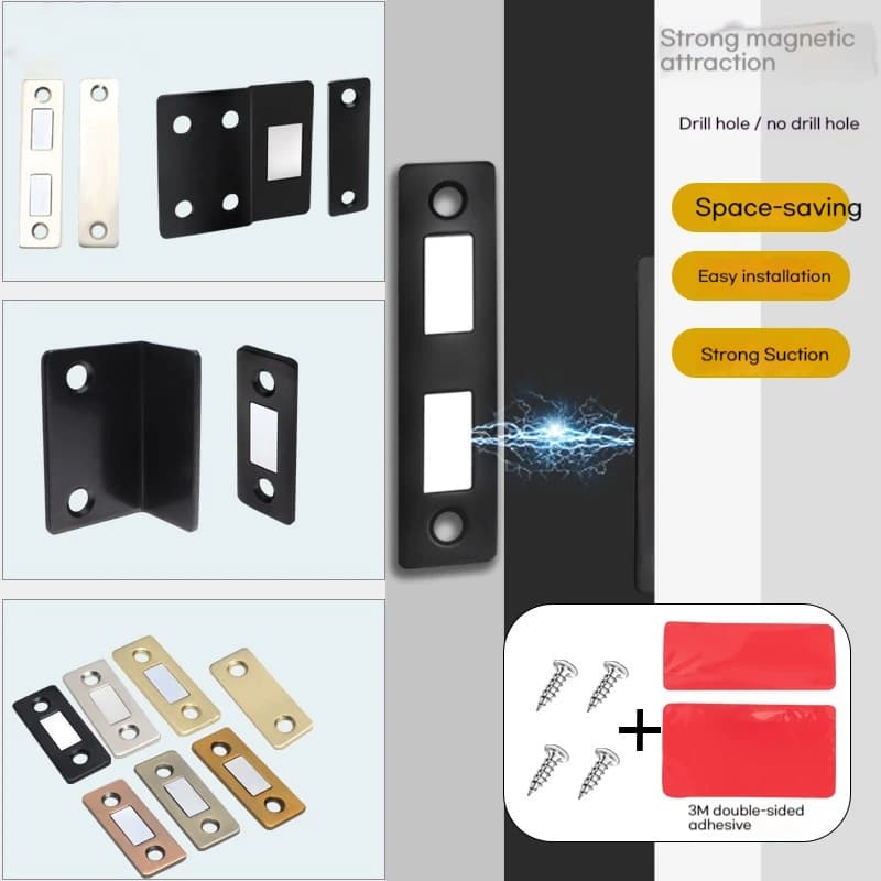 Chiusura magnetica per armadio da 10 pezzi senza trapano - Fermaporta ultra sottile e resistente per cucina/guardaroba/cassetto, antiruggine e invisibile