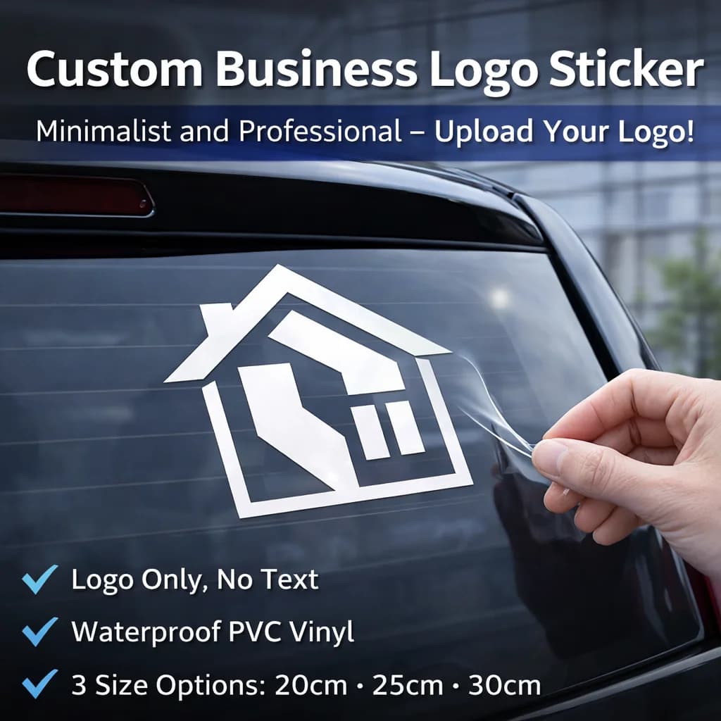 Custom Logo Sticker – Minimalistic Decalcomania with Corporate Logo for Auto Window, Logo Loading, PVC Waterproof