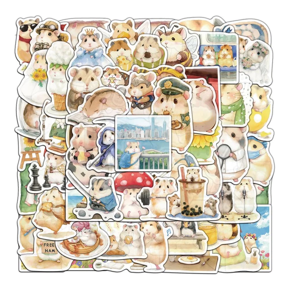 55PCS Colorful Hello Hamster Personalized Graffiti Decorative Stickers Luggage Notebook Refrigerator Skateboard Wholesale